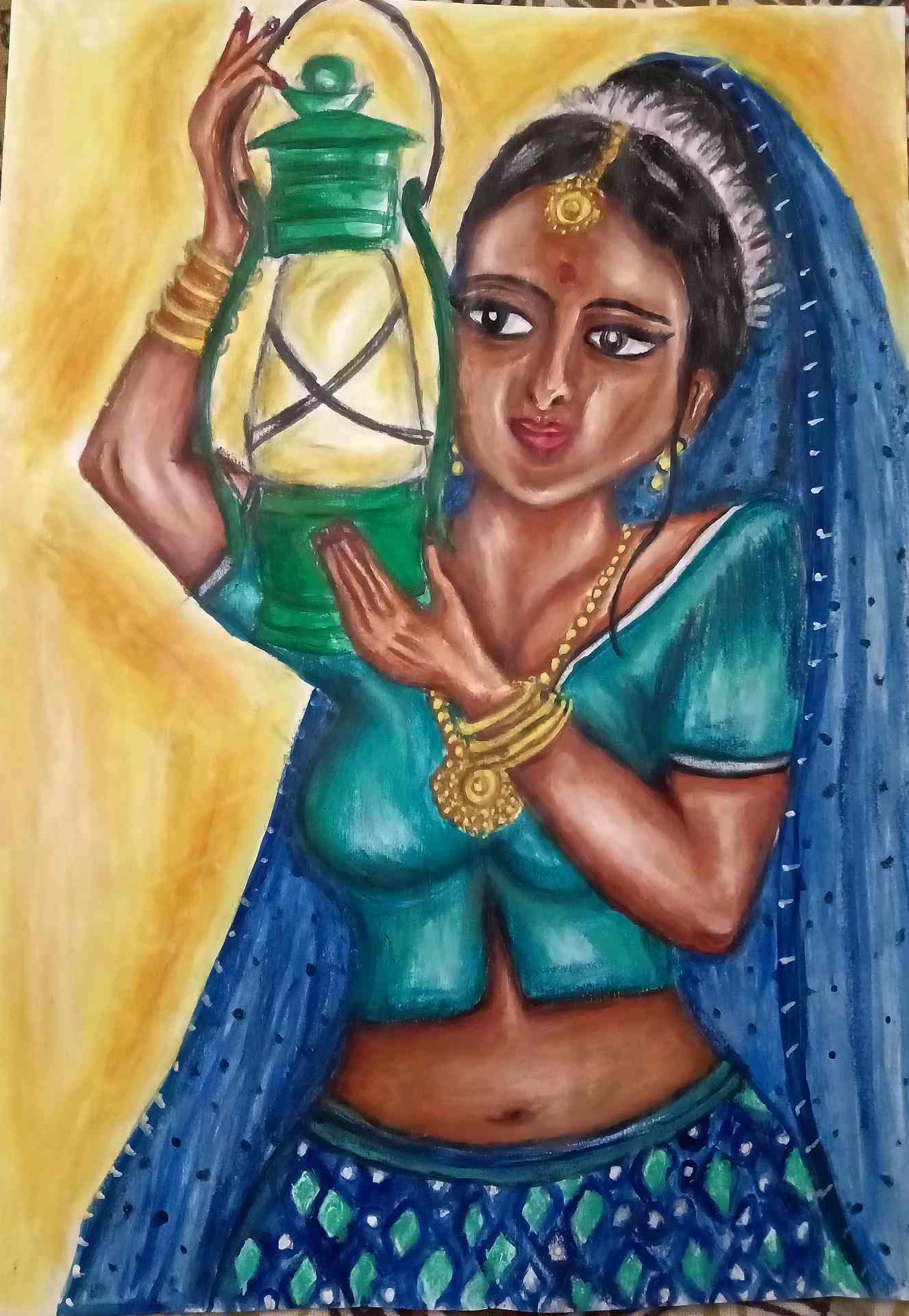Woman Holding a Lamp