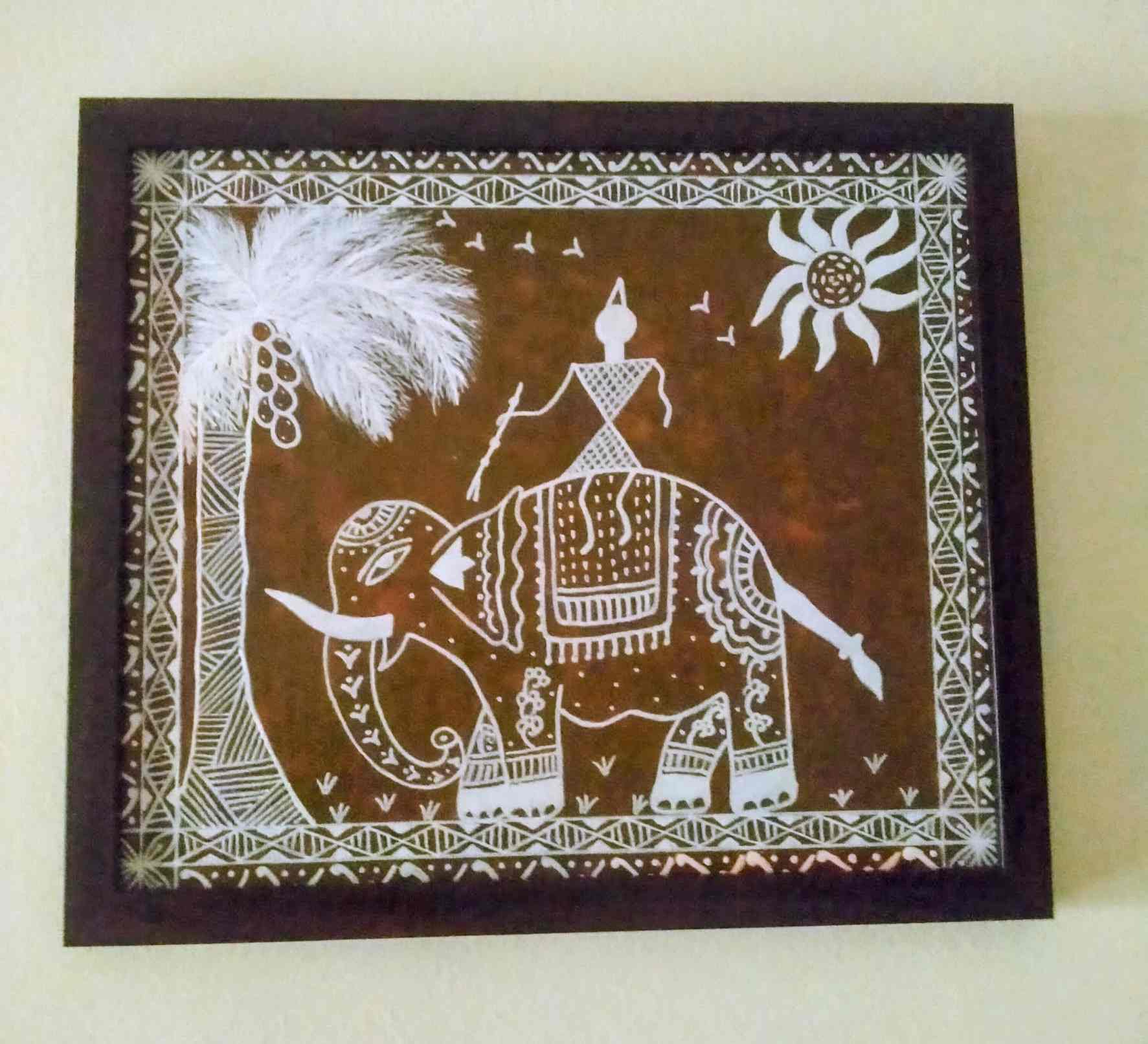 Elephant and Mahut Warli Art