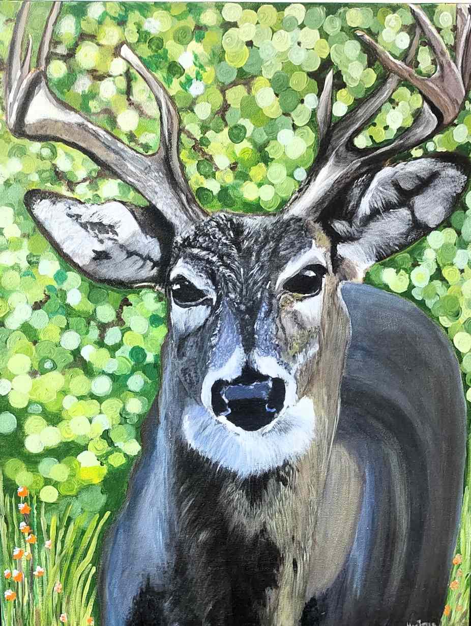 Forest Guardian Deer – Original Acrylic Wildlife Painting on Canvas (16 x 20 Inches)