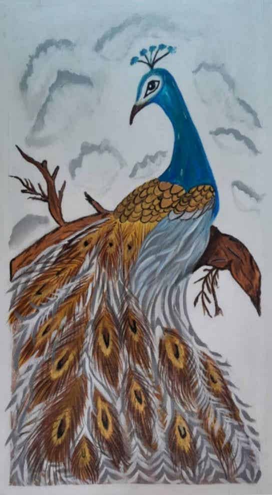Golden Peacock painting