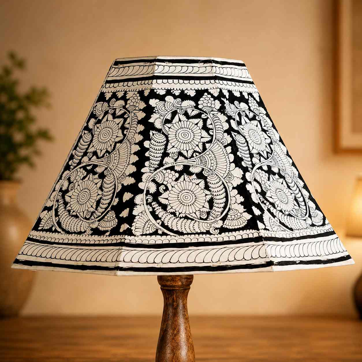 Monochrome Tree of Life Leather Puppetry Lampshade